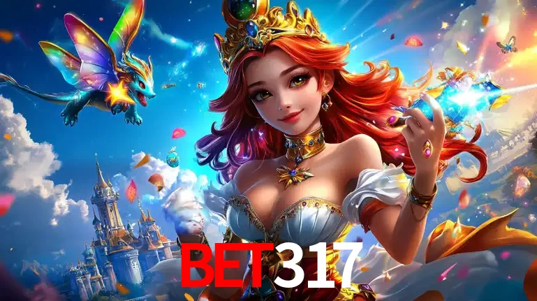 A princesa de um reino de fantasia mágico, com seu pequeno dragão, apresentando um mundo de prêmios encantados nos jogos de caça-níqueis do cassino BET317.